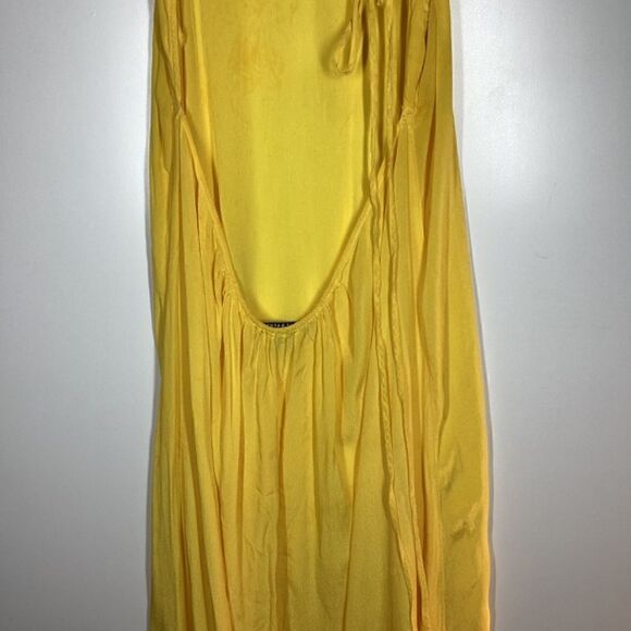 Allsaints Cerellia Yellow halter Neck SatinMidi Dress size 12 - Picture 11 of 14